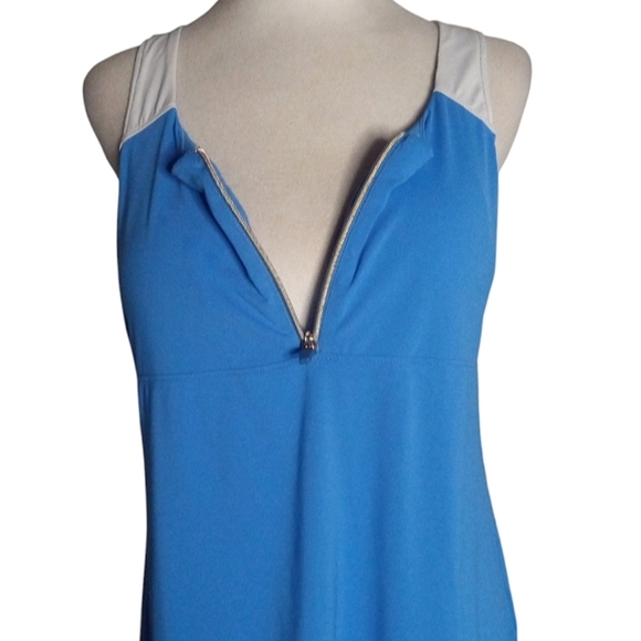 Lilly Pulitzer Luxletic Meryl Khalil Blue & White Upf 50 Zip Front Size Medium - Picture 2 of 8